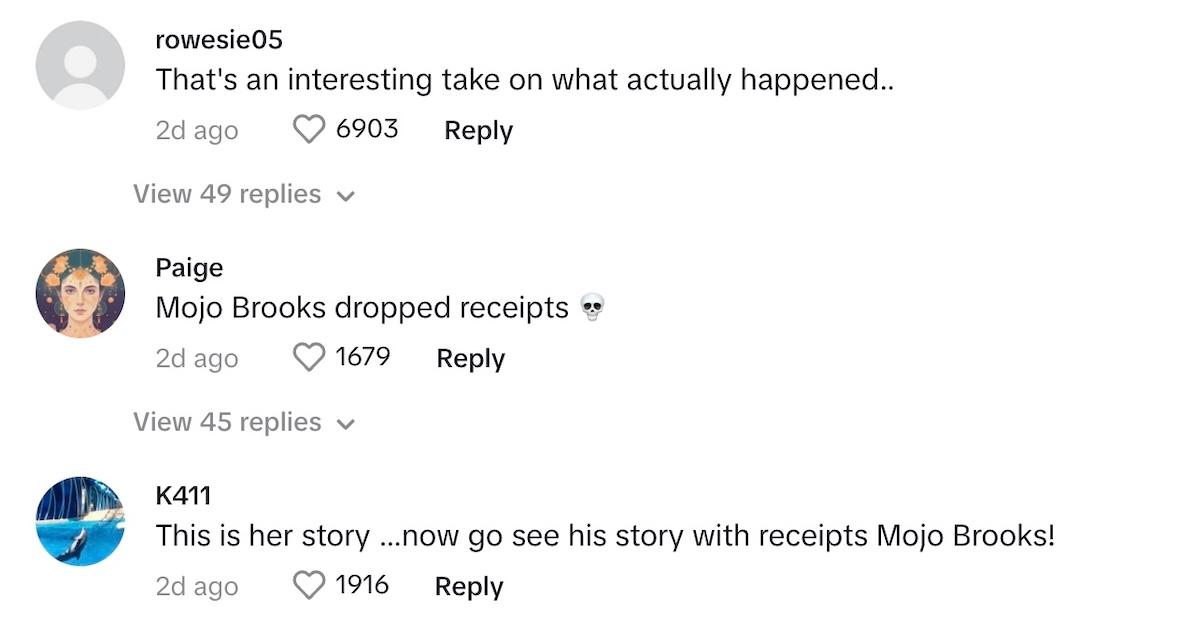 Commenters react to the Katie K and Mojo Brooks drama 