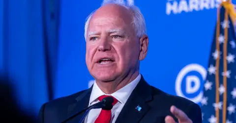 Tim Walz at a Biden-Harris rally