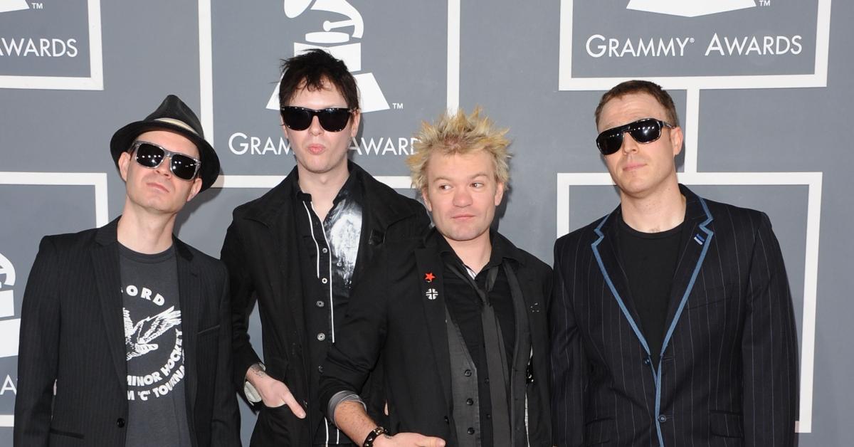  Musicians Tom Thacker, Jason McCaslin, Deryck Whibley and Steve Jocz of the band Sum 41 arrives at the 54th Annual GRAMMY Awards held at Staples Center on February 12, 2012 in Los Angeles, California. (Photo by Jason Merritt/Getty Images)