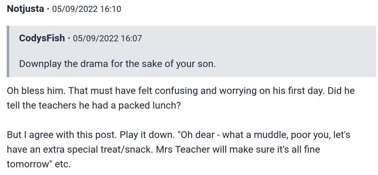 mom son starving first day of school