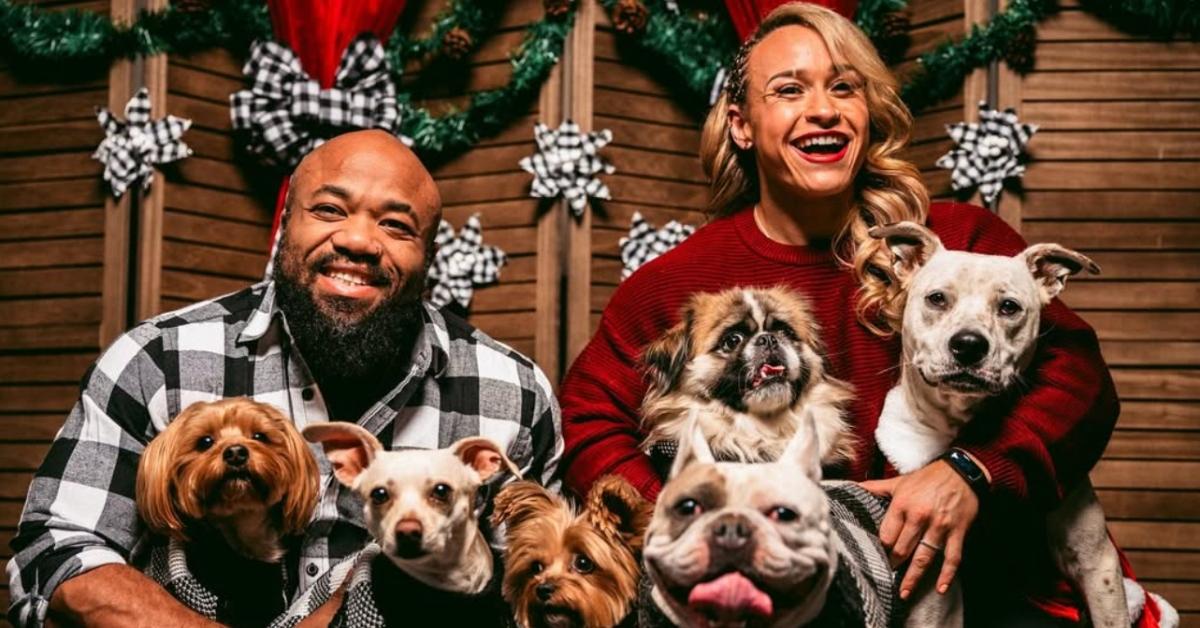 Jordynne Grace (R), her husband, and their dogs