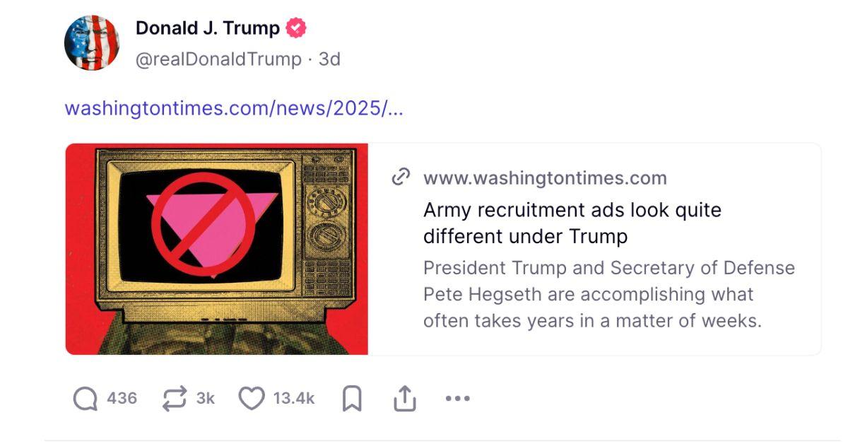 A screenshot of a recent Trump post. 