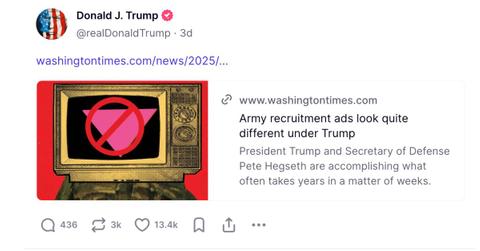 A screenshot of a recent Trump post.