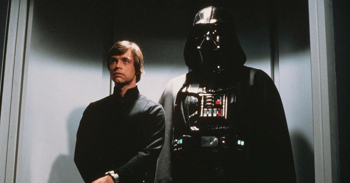 Mark Hamill as Luke Skywalker and James Earl Jones as Darth Vader in 'Star Wars.'