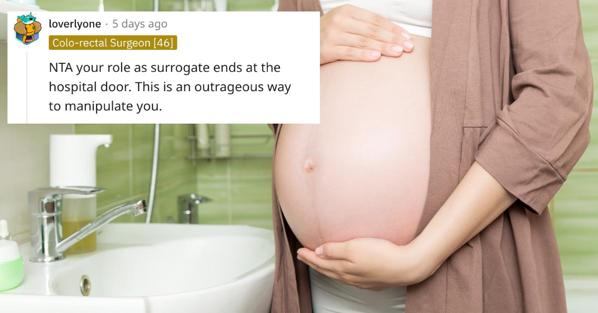 A surrogate is being called a "deadbeat" for not sticking around to help the child she carried.