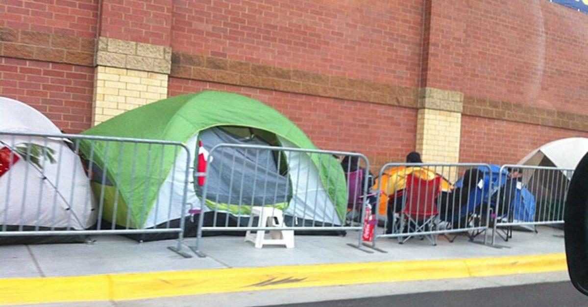 People camped out outside of Best Buy. 