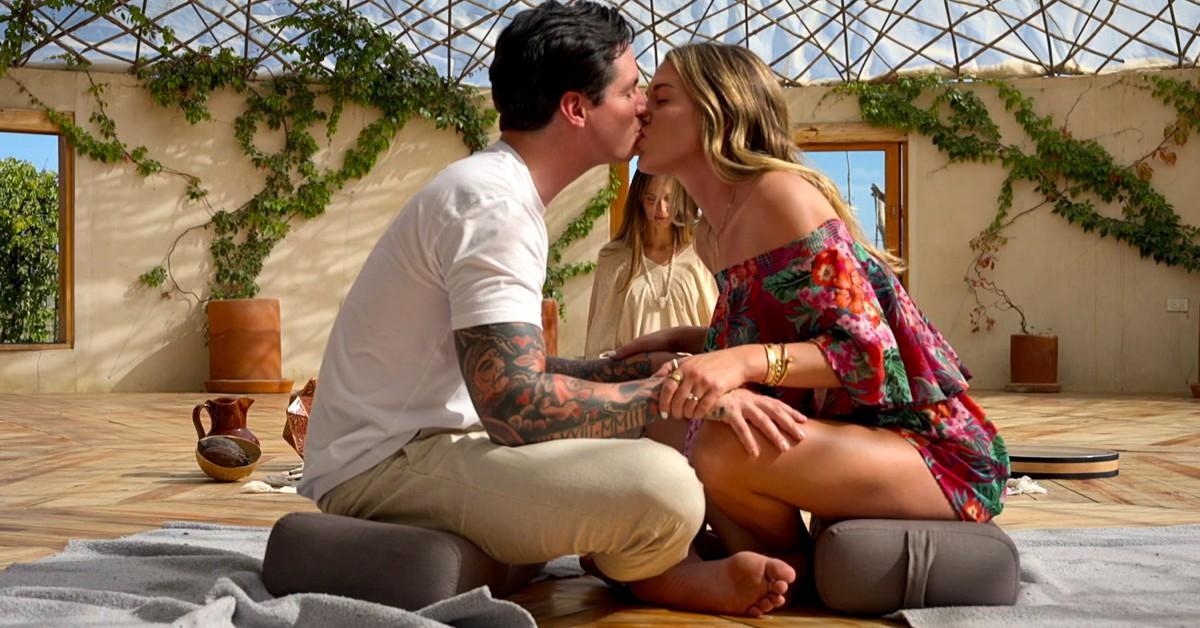 Jordan and Megan from Love is Blind Season 9 sitting down kissing