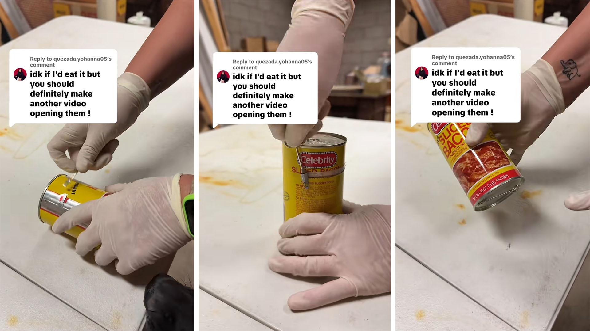 opening old canned sliced bacon