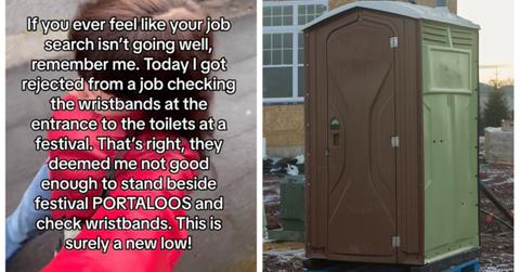 Woman can't get a port-a-potty job TikTok.