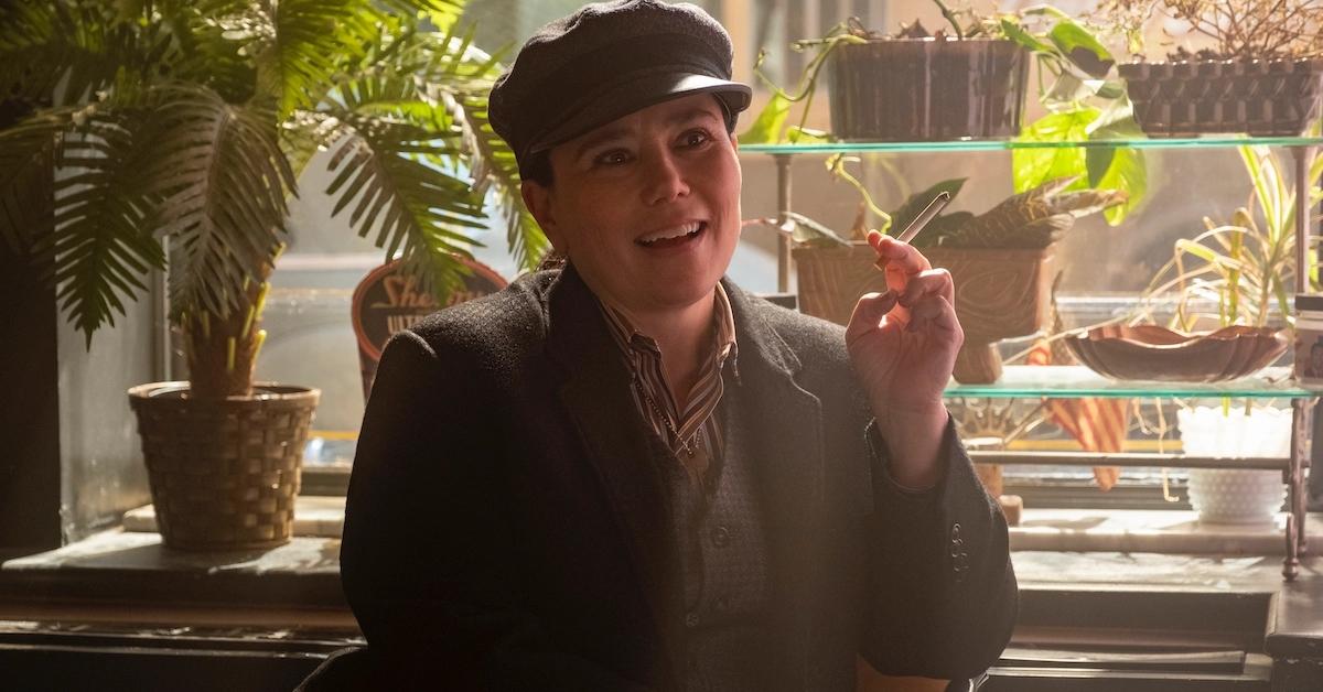 Susie smoking a cigarette on 'The Marvelous Mrs. Maisel' 