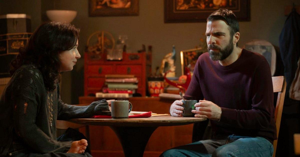 Sofia and Wolf talking and having coffee.