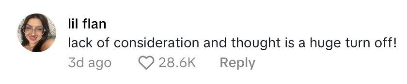 Comment on viral video of woman sharing small reason for breaking it off with a guy.