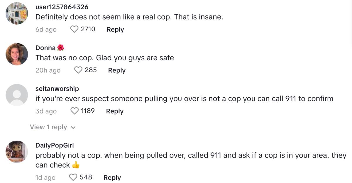 TikTok creator @alyssacardib shares creepy cop encounter story and users comment on her video