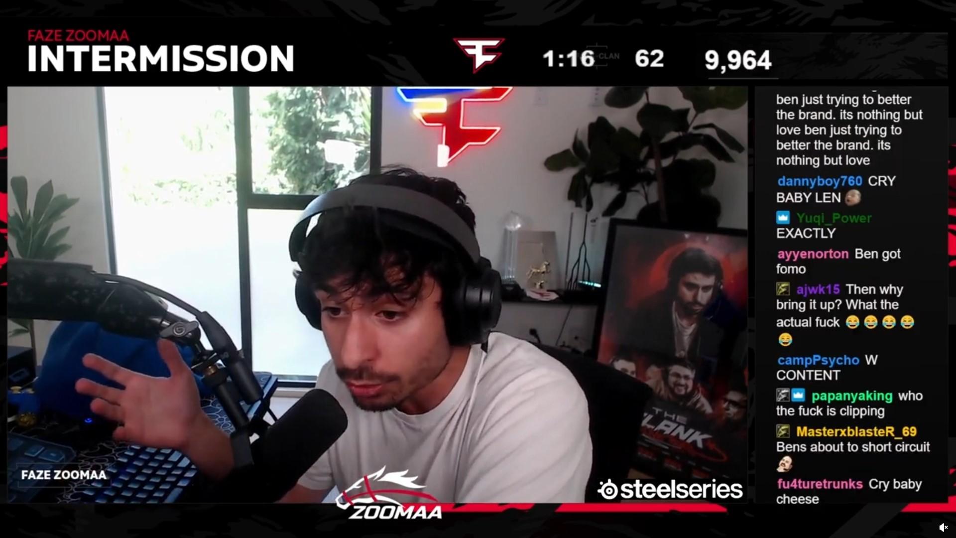 FaZe ZooMaa and Ben arguing during a livestream.