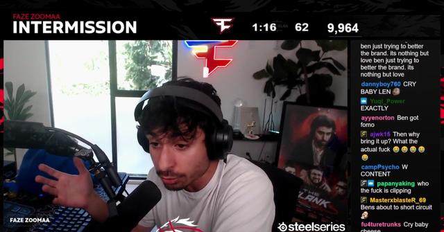 FaZe ZooMaa and Ben arguing during a livestream.