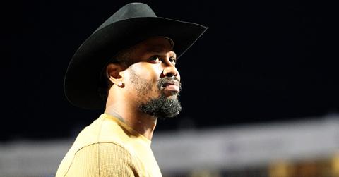 Von Miller wearing a black hat during a Bills game.