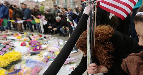 A memorial for the Boston Marathon bombing