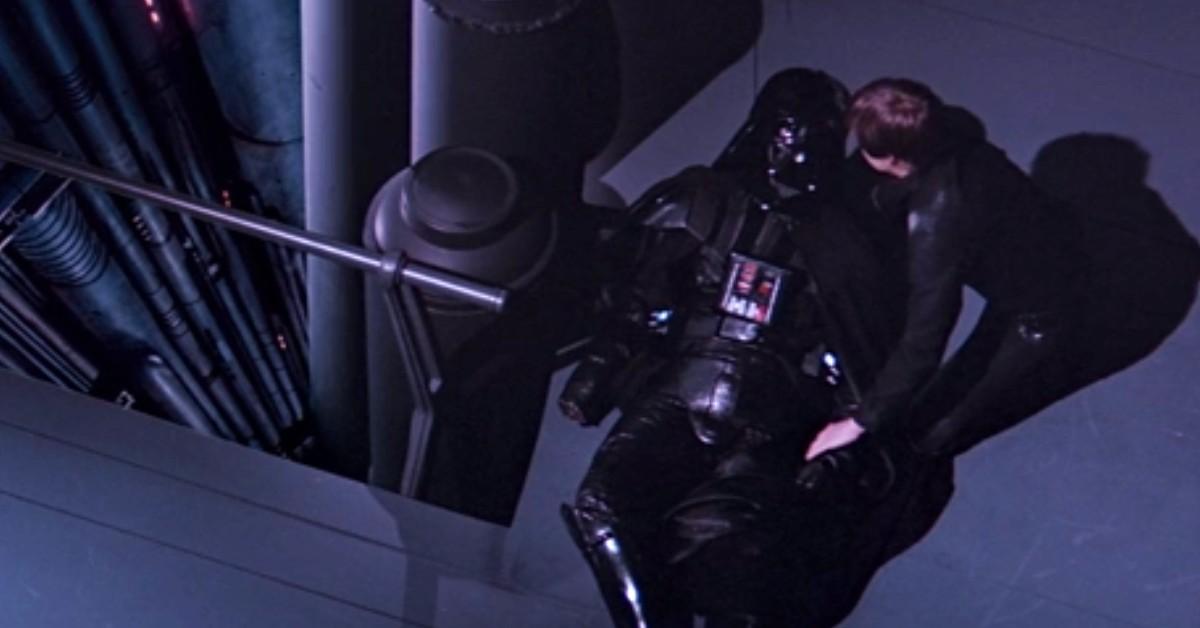 Luke Skywalker (Mark Hamill) attempts to aid a dying Darth Vader (James Earl Jones/David Prowse) 