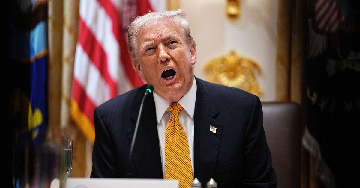 Donald Trump at a bilateral meeting with Hungarian Prime Minister Viktor Orban.