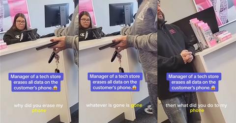 Phone store manager erases phone data