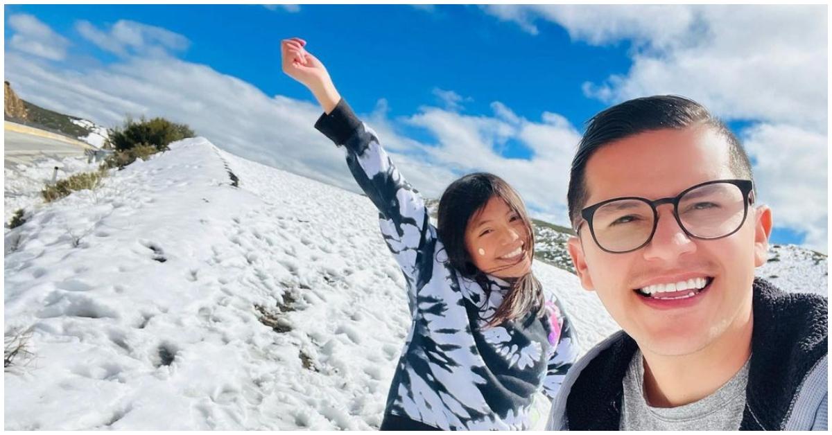 (l-r): Hannah and Armando playing in the snow