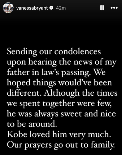 Vanessa bryant instagram story