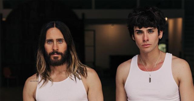 Jared Leto and Johnny Valentine in white tank tops.