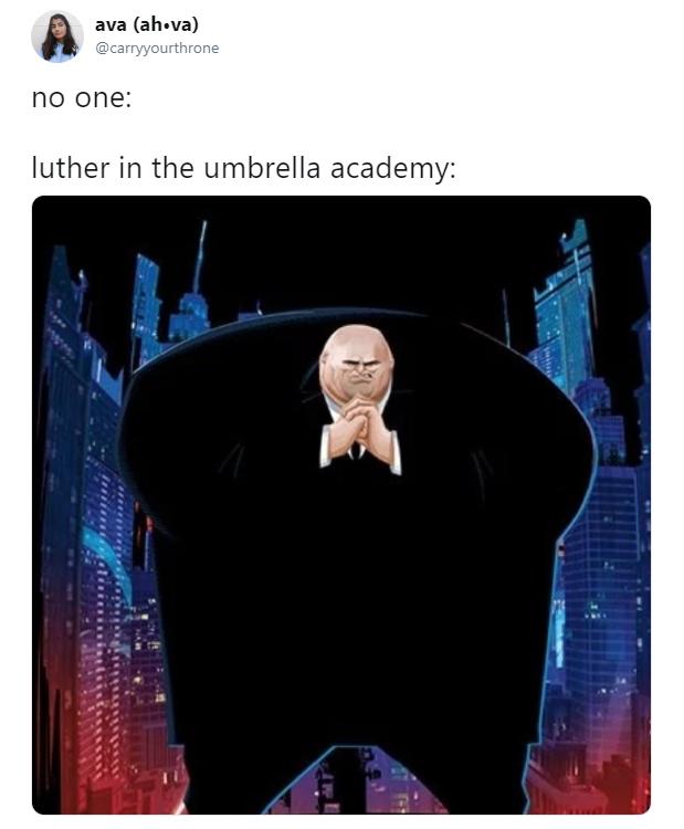 luther umbrella academy body meme