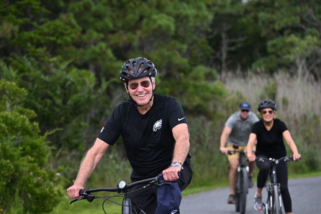 Joe and Jill Biden biking