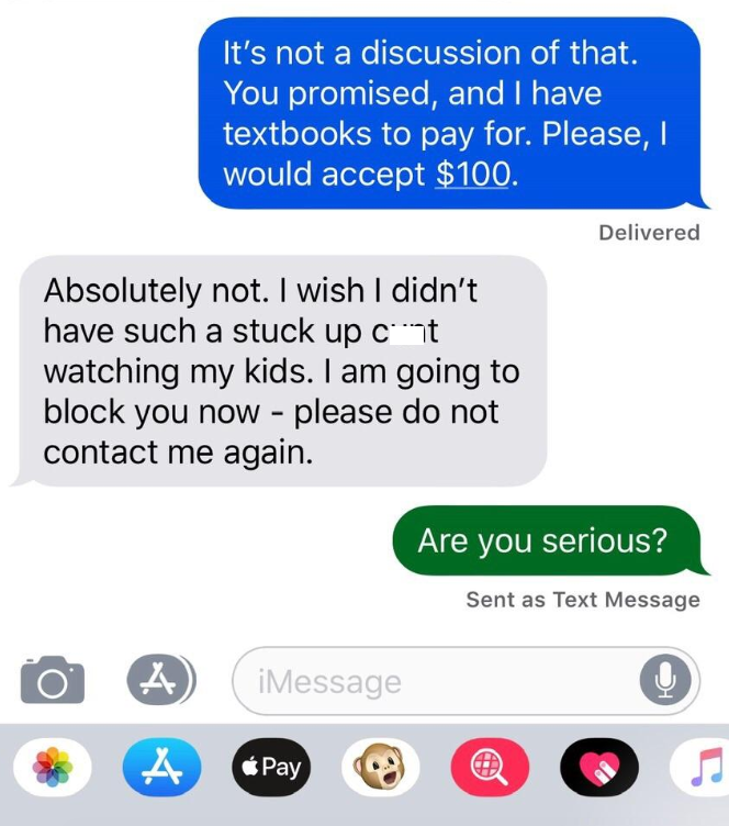 Mom Thinks Babysitter Should Work for Free Because She Got Ice Cream