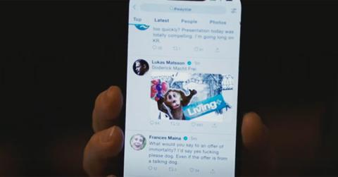 Matsson's tweet in 'Succession' that says "Doderick macht frei"