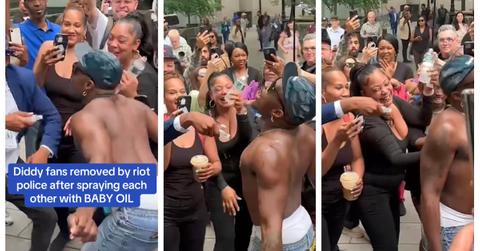 diddy supportes outside courthouse