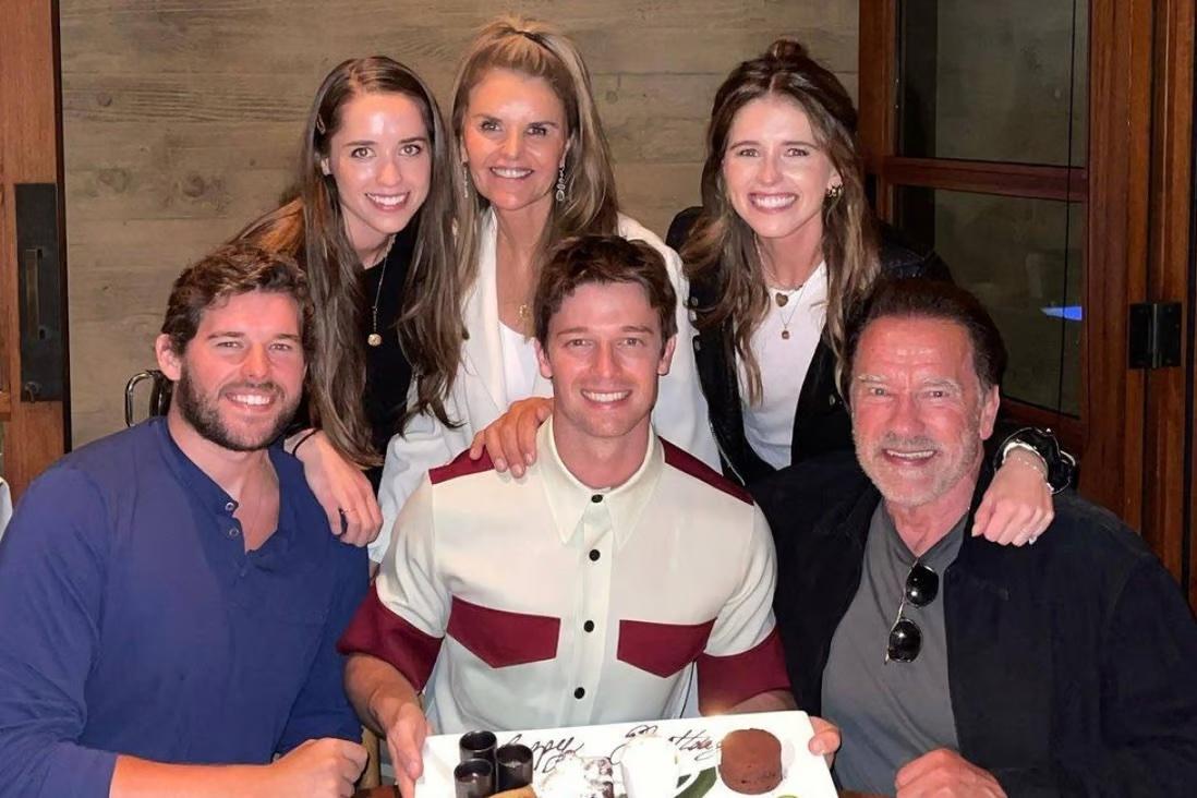 Arnold, Maria Shriver, and their children Christina (top left), Katherine (top right), Christopher (bottom left) and Patrick (center)