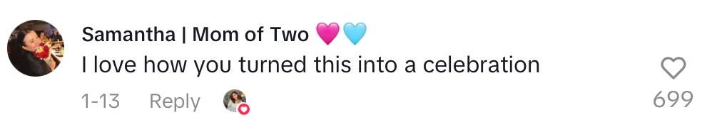 Comment on video of mom's period cake she made for her daughter to celebrate her getting her period.