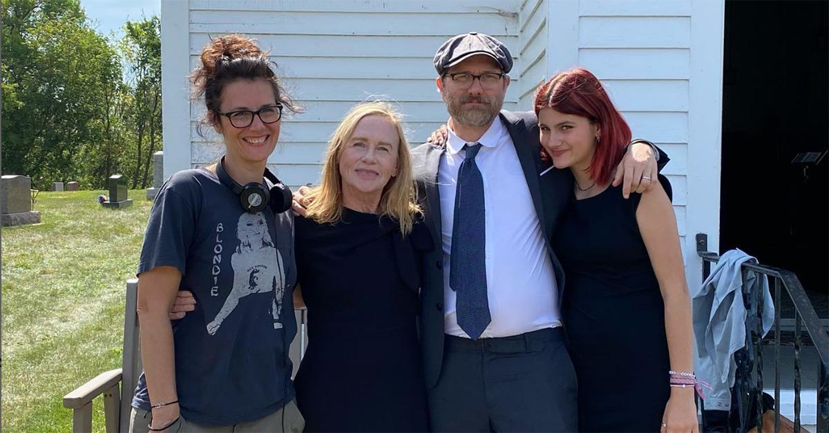 Erik Jensen with his family and the director Amy Madigan. 