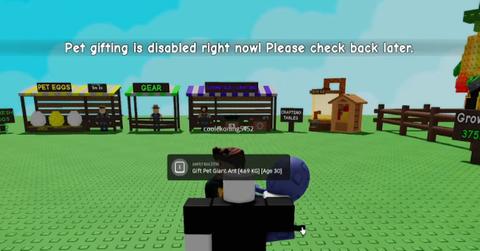Pet gifting is disabled in 'Grow a Garden' on Roblox