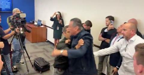 Alex Padilla being removed from the DHS press conference.