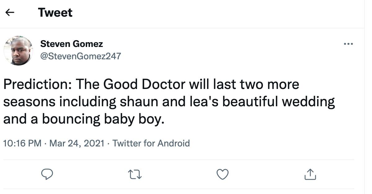 Tweet about 'The Good Doctor'