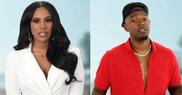 Cyn Santana and Booby Gibson talking to the camera on VH1 Family Reunion: Love & Hip Hop Edition.