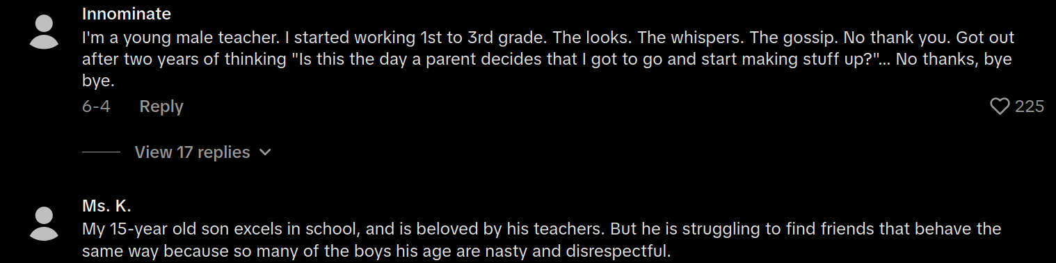 why no more male teachers