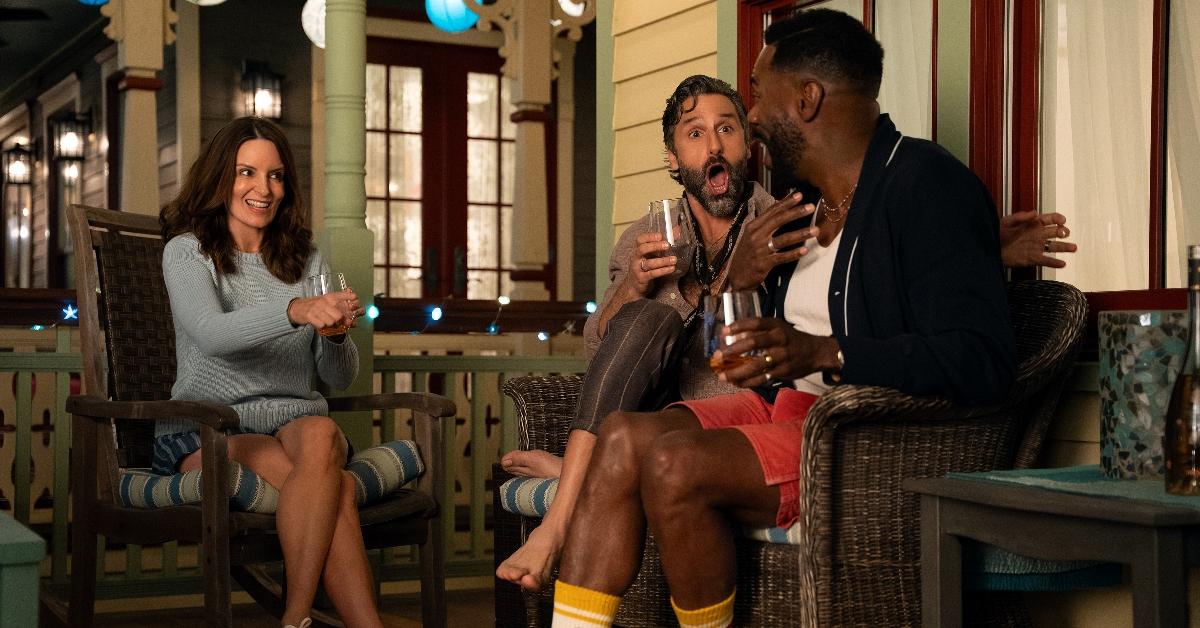 Kate, Claude and Danny enjoying a drink in Netflix's The Four Seasons