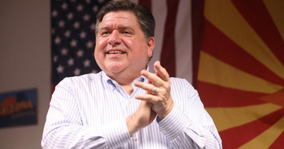 Illinois Governor JB Pritzker at a volunteer phone bank for Kamala Harris.