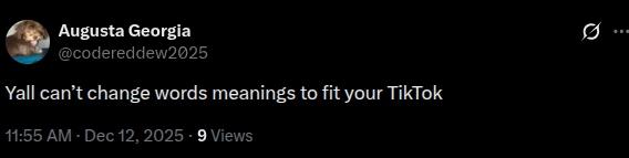 X post about word meanings on TikTok.