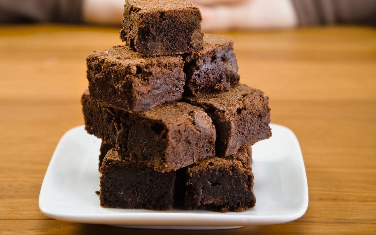 A plate full of chocolate brownies