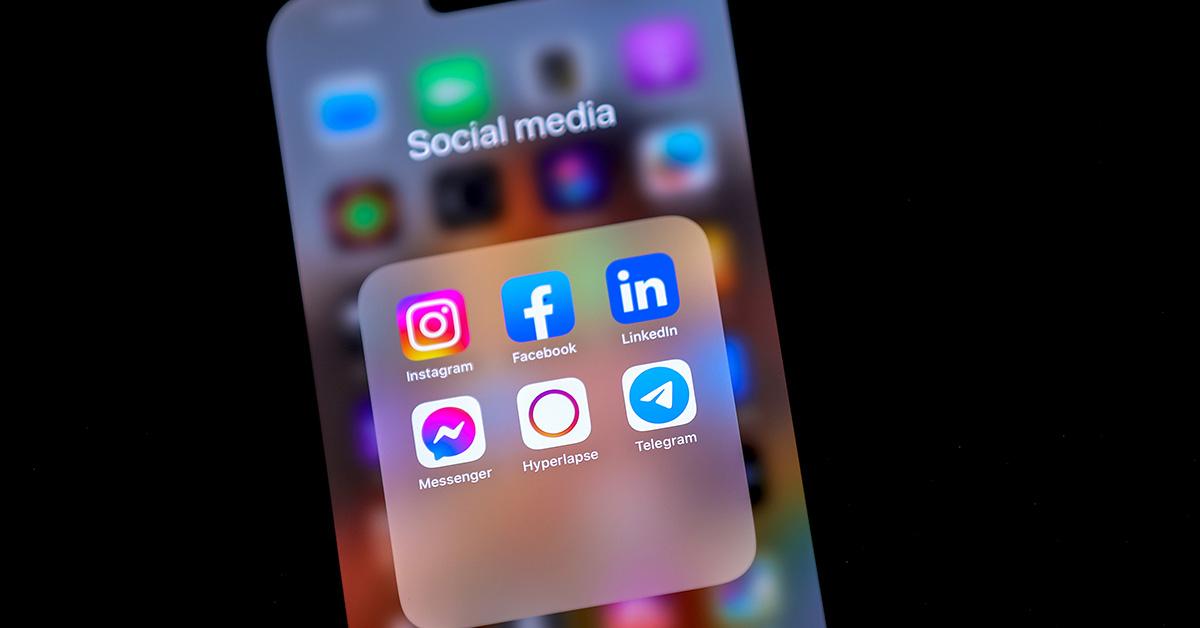 Instagram, Facebook and other apps in a Social Media app on a phone screen. 