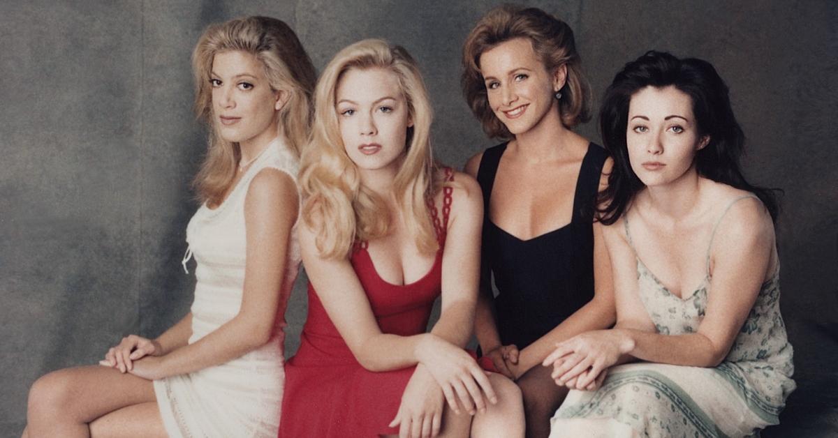 Tori Spelling, Jennie Garth, Gabrielle Carteris, and Shannen Doherty of Beverly Hills 90210