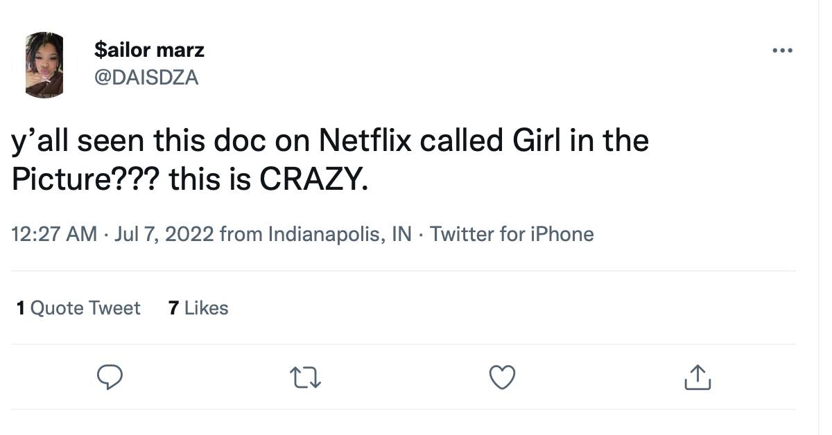 A tweet about 'Girl in the Picture'