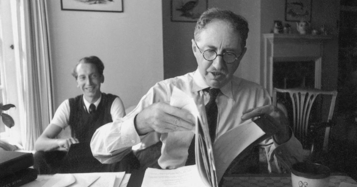 E.M. Forster (on right) with co-writer Eric Crozier (on left) in 1949