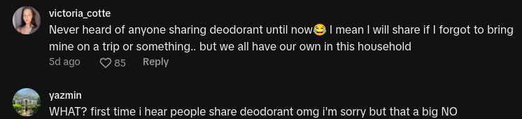 mom demands family share deodorant