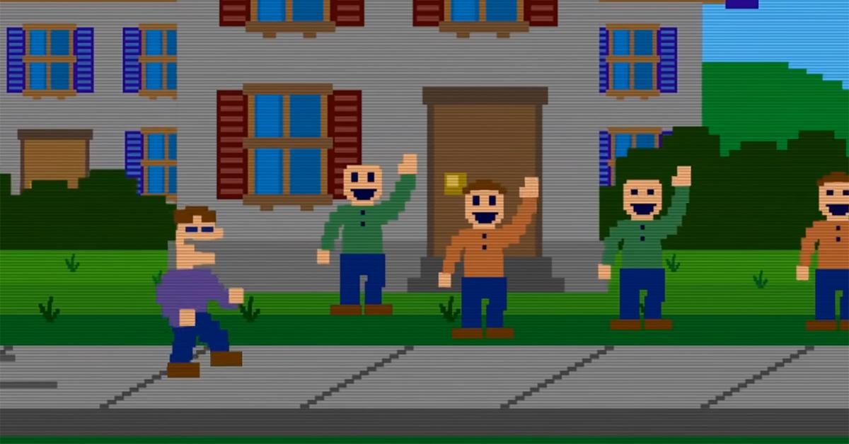 Michael Afton (far left) as he appears in the 'Sister Location' minigame